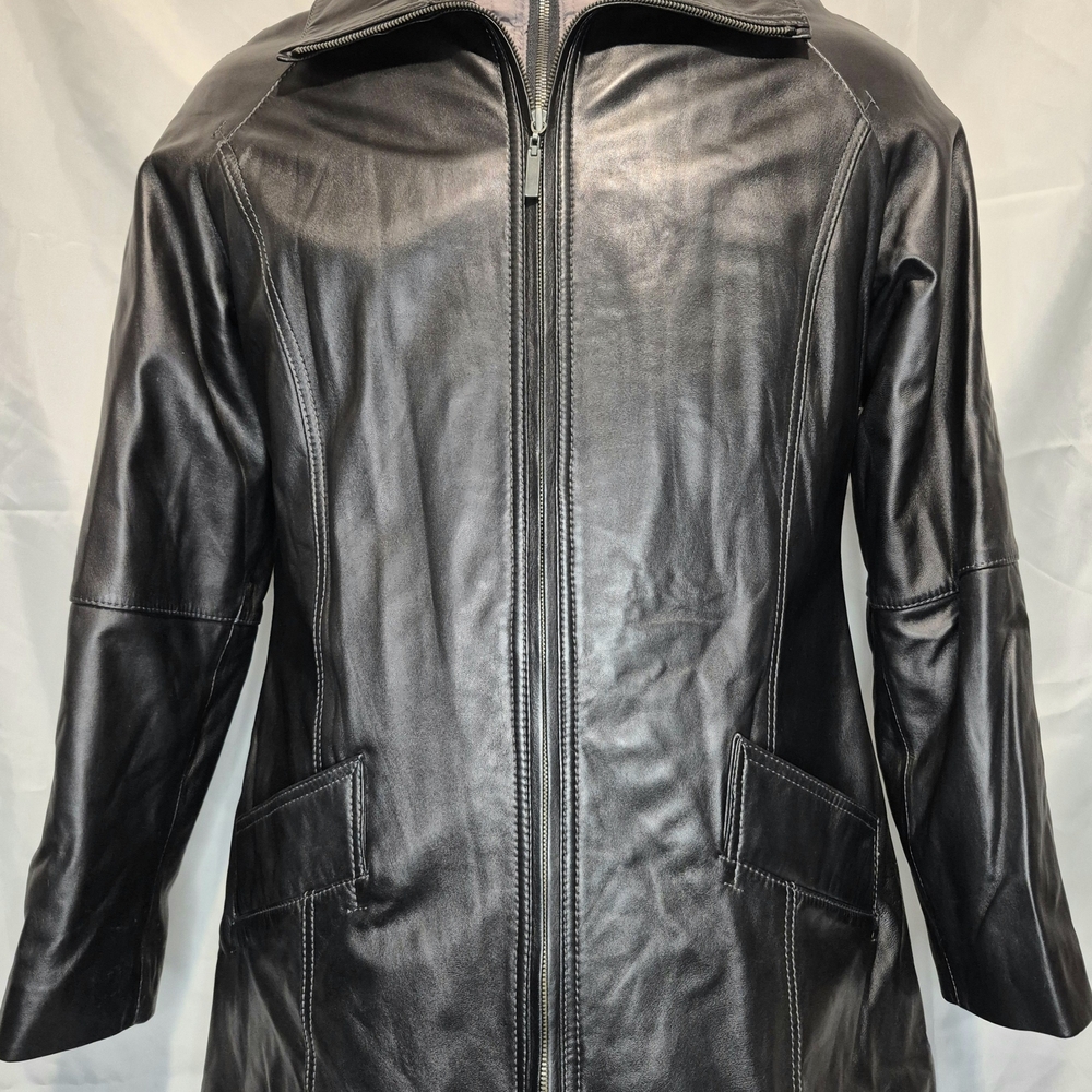 Danier Black Leather Trench Coat